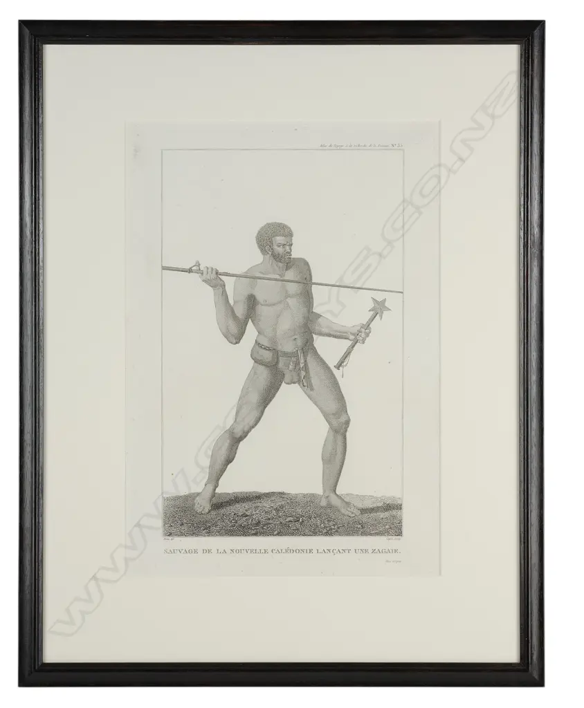 Jacques-Louis Copia (1764-1799) after Jean Piron (1767-1797) 'Sauvage de la Nouvelle-Calédonie lançant une zagaie', Image 1++